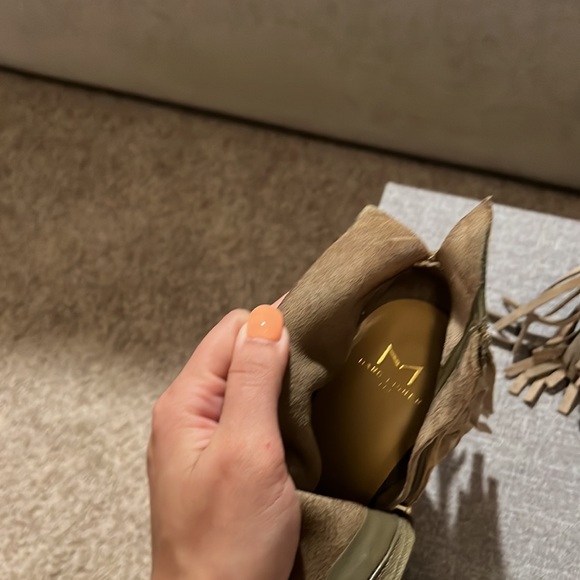 Marc Fisher fringe army green open toe ankle booties - Picture 7 of 7
